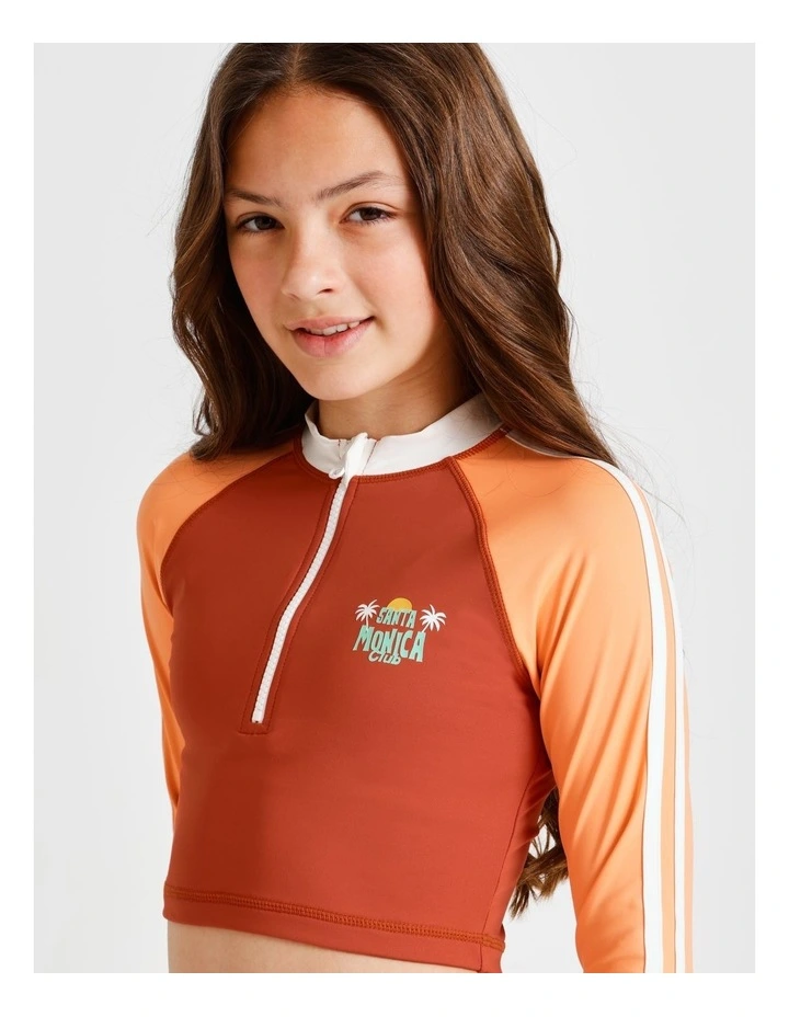 Long Sleeve 1/4 Zip Rashvest and Brief in Orange and Sage image 4