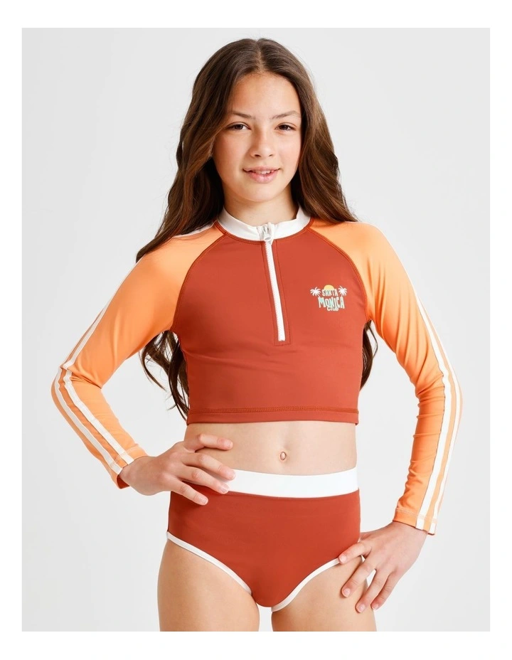 Long Sleeve 1/4 Zip Rashvest and Brief in Orange and Sage image 5