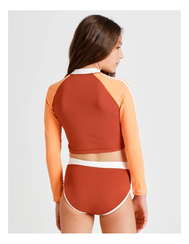 Long Sleeve 1/4 Zip Rashvest and Brief in Orange and Sage image 6