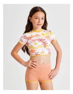 Short Sleeve Rashvest and Boy Leg Brief in Landscape and Orange