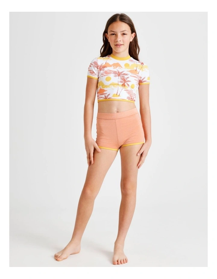 Short Sleeve Rashvest and Boy Leg Brief in Landscape and Orange image 2