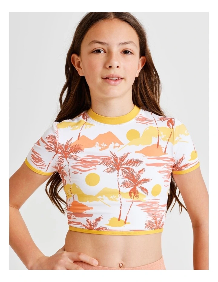 Short Sleeve Rashvest and Boy Leg Brief in Landscape and Orange image 3