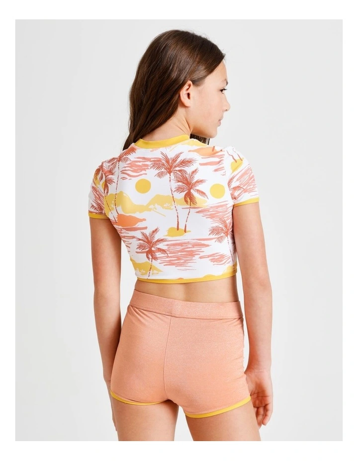 Short Sleeve Rashvest and Boy Leg Brief in Landscape and Orange image 4