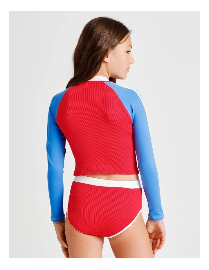 Tilii Long Sleeve 1/4 Zip Rashvest and Brief with Contrast Sleeves in Red image 6