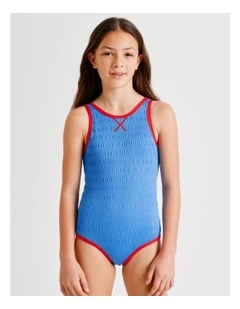 Sleeveless Scoop Back Tank One Piece in Blue