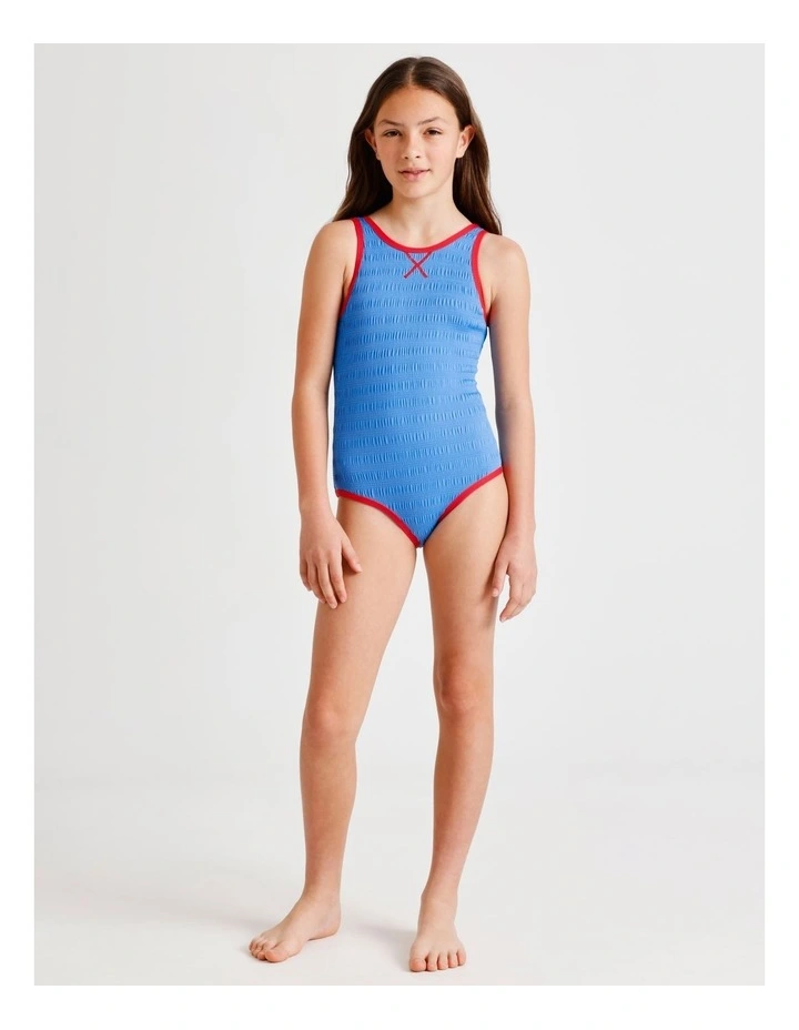 Sleeveless Scoop Back Tank One Piece in Blue image 3