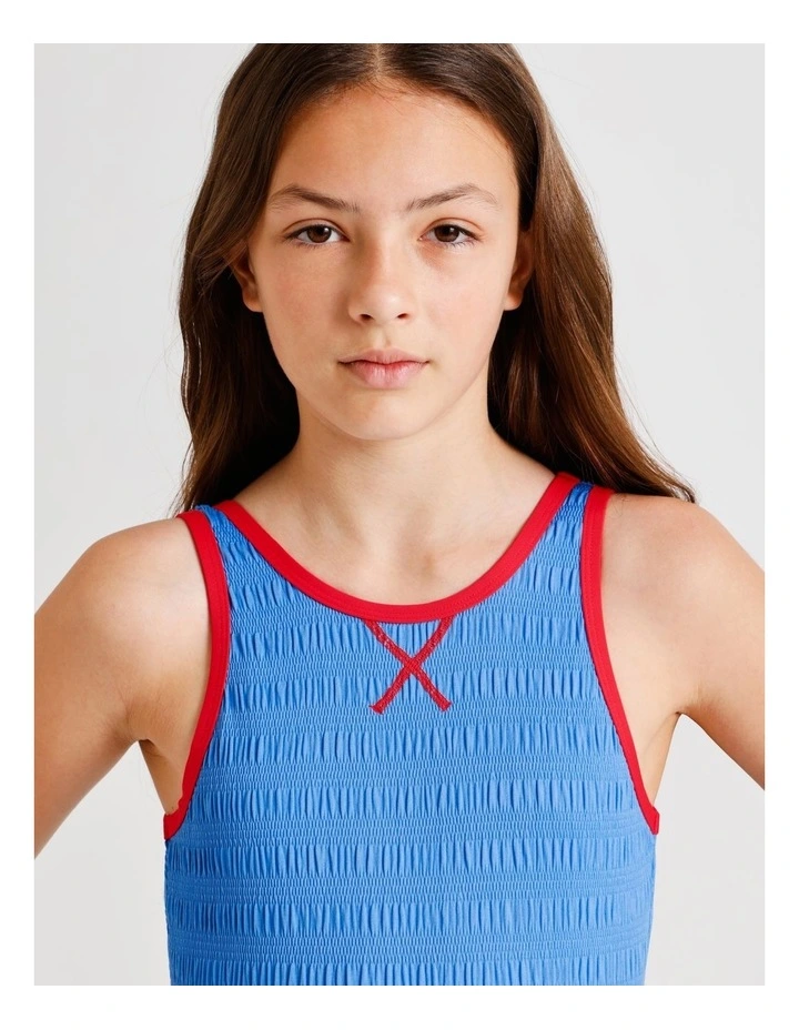 Sleeveless Scoop Back Tank One Piece in Blue image 4
