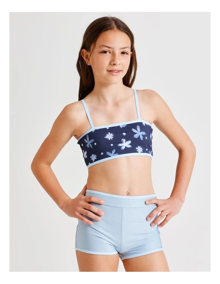 Sleeveless Bandeau Boy Leg Bikini in Navy image 2
