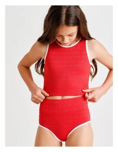 Tilii Sleeveless Broderie Bikini in Red