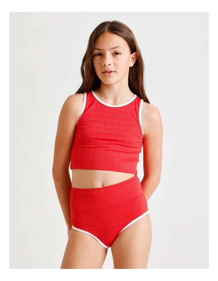 Tilii Sleeveless Broderie Bikini in Red image 3
