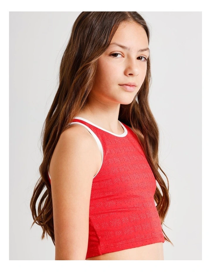 Tilii Sleeveless Broderie Bikini in Red image 4