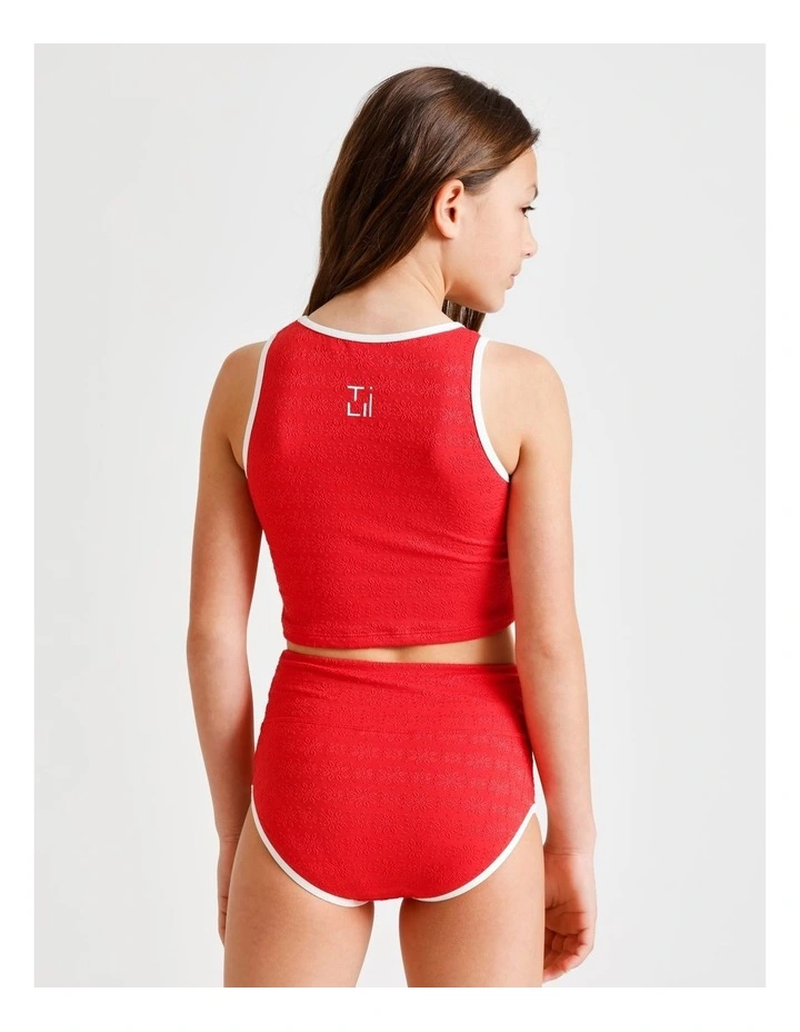 Tilii Sleeveless Broderie Bikini in Red image 5