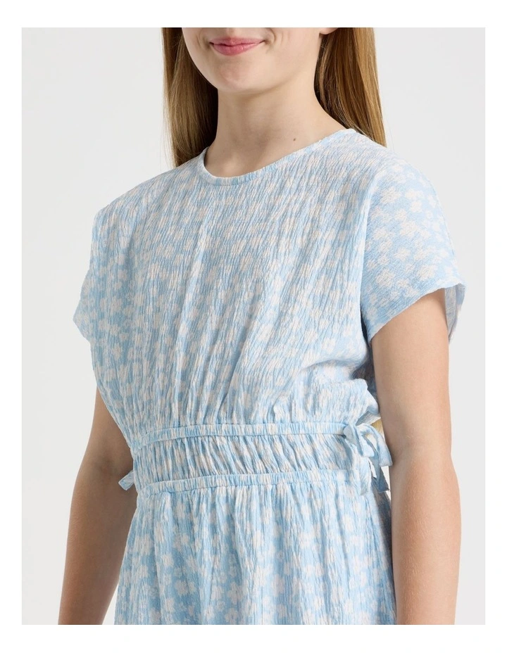Wide Leg Jumpsuit with Side Bows in Ditzy Floral in Light Blue image 4
