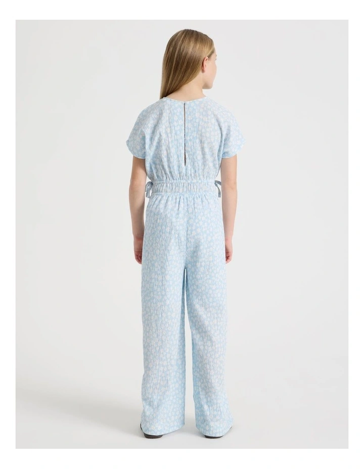 Wide Leg Jumpsuit with Side Bows in Ditzy Floral in Light Blue image 5