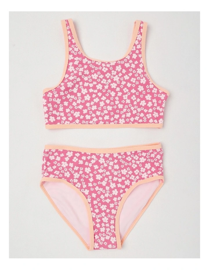 3 Piece Bikini And Rashvest Set in Jacquard Floral/Pink image 3