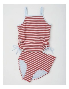Tankini Set with Ties on Side in Stripe/Assorted
