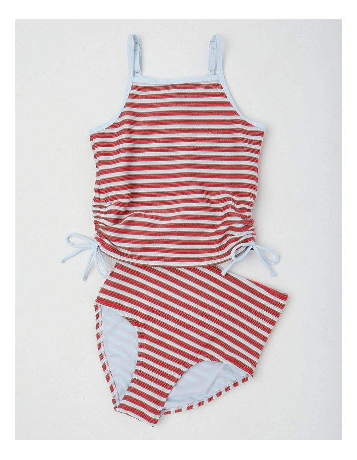 Tankini Set with Ties on Side in Stripe/Assorted image 1