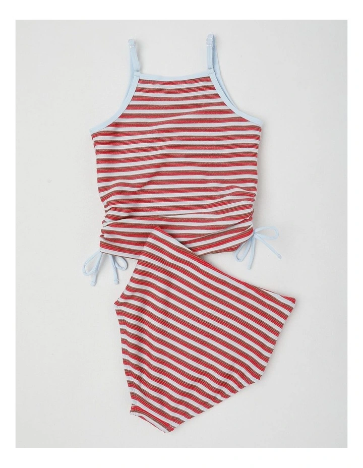 Tankini Set with Ties on Side in Stripe/Assorted image 3