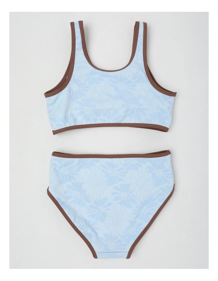 Reversible Bikini Gingham and Jacquard Floral in Light Blue/Brown image 3