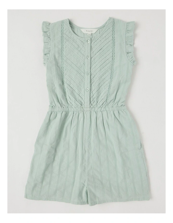 Pintuck Playsuit with Flutter Sleeve in Sage image 1