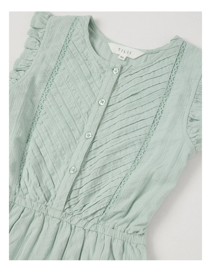 Pintuck Playsuit with Flutter Sleeve in Sage image 2