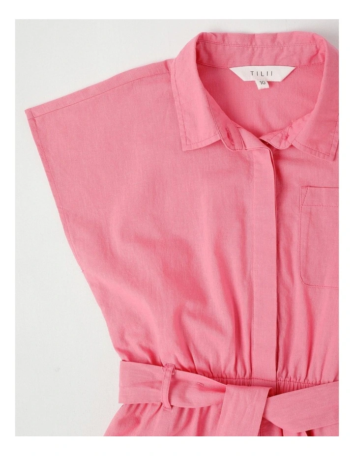 Sleeveless Playsuit with Floral Detail in Pink image 2