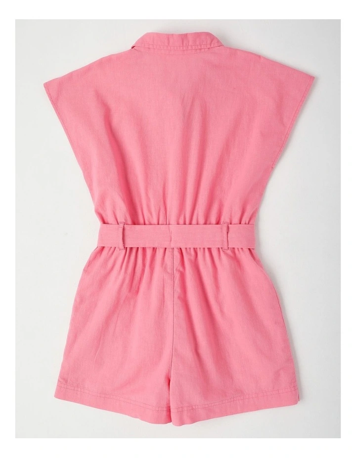 Sleeveless Playsuit with Floral Detail in Pink image 3