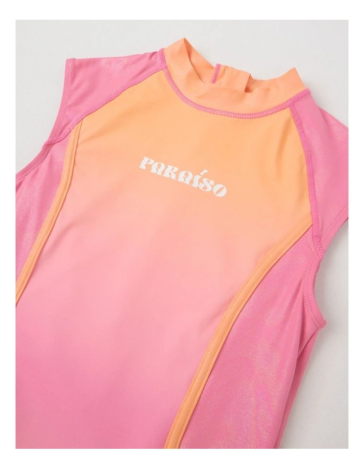 Extended Shoulder Swimsuit in Pink/Peach image 2
