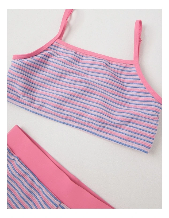 Tankini Set with Boyleg Shorts in Multi Stripe image 2