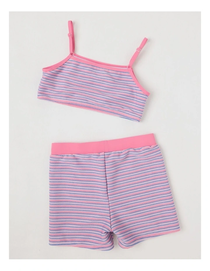 Tankini Set with Boyleg Shorts in Multi Stripe image 4