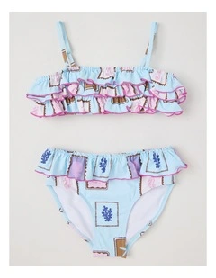 Bikini Set with Frill Detail in Blue