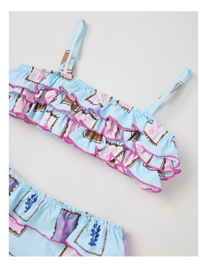 Bikini Set with Frill Detail in Blue image 2