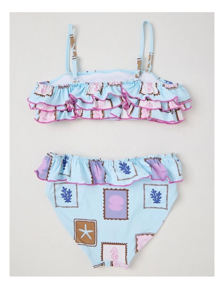 Bikini Set with Frill Detail in Blue image 3