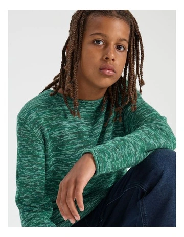 Knitted Space Dye Jumper in Green