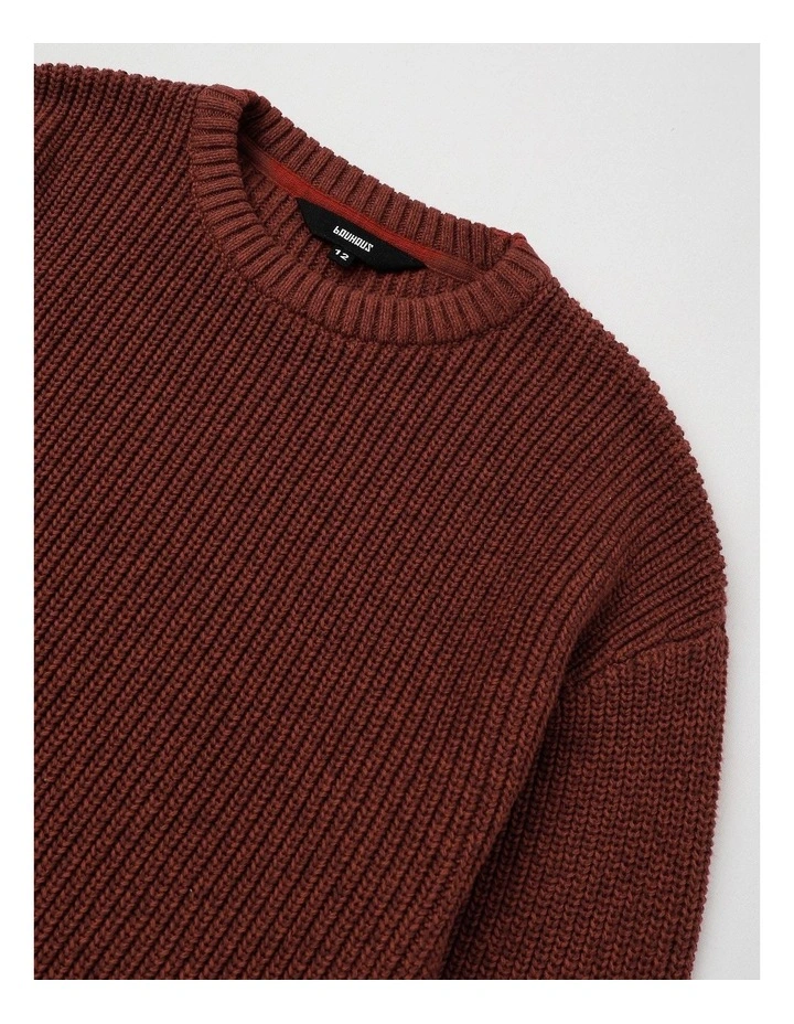 Raglan Fisherman Knit Top in Burgundy image 2
