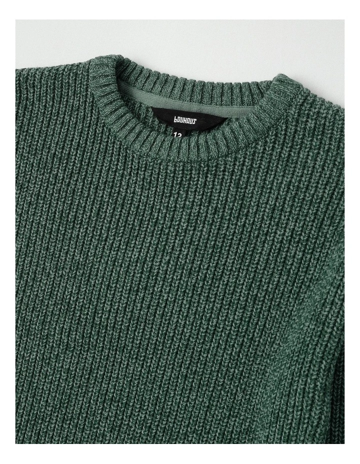 Raglan Fisherman Knit Top in Khaki image 4