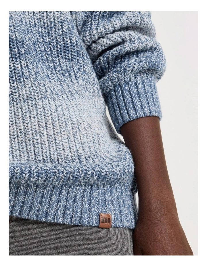 Crew Neck Ombre Knit in Blue image 3