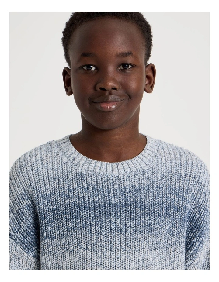 Crew Neck Ombre Knit in Blue image 4