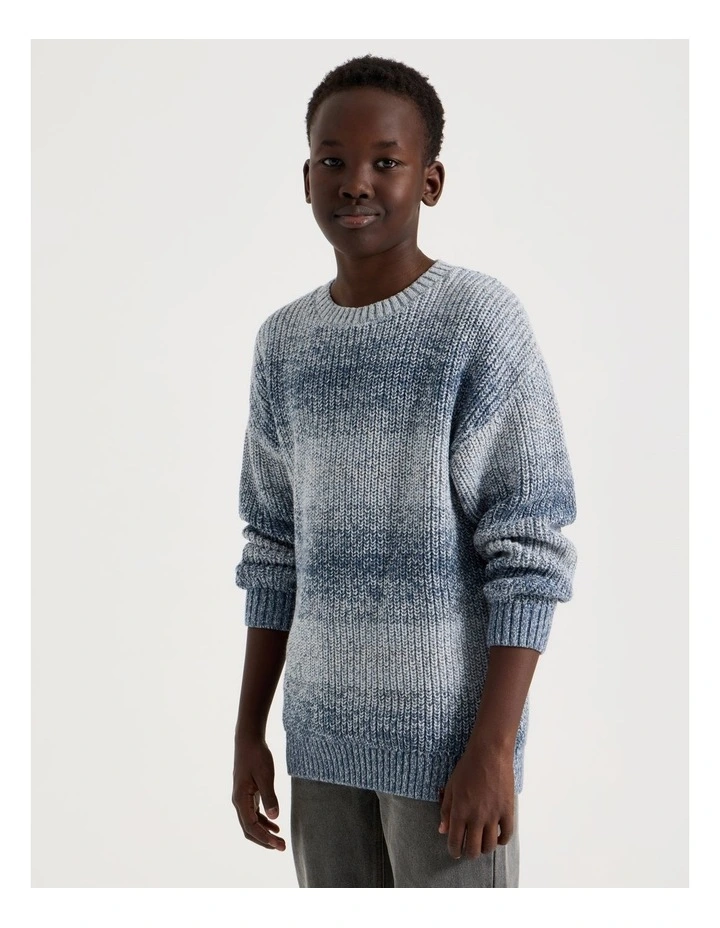 Crew Neck Ombre Knit in Blue image 5