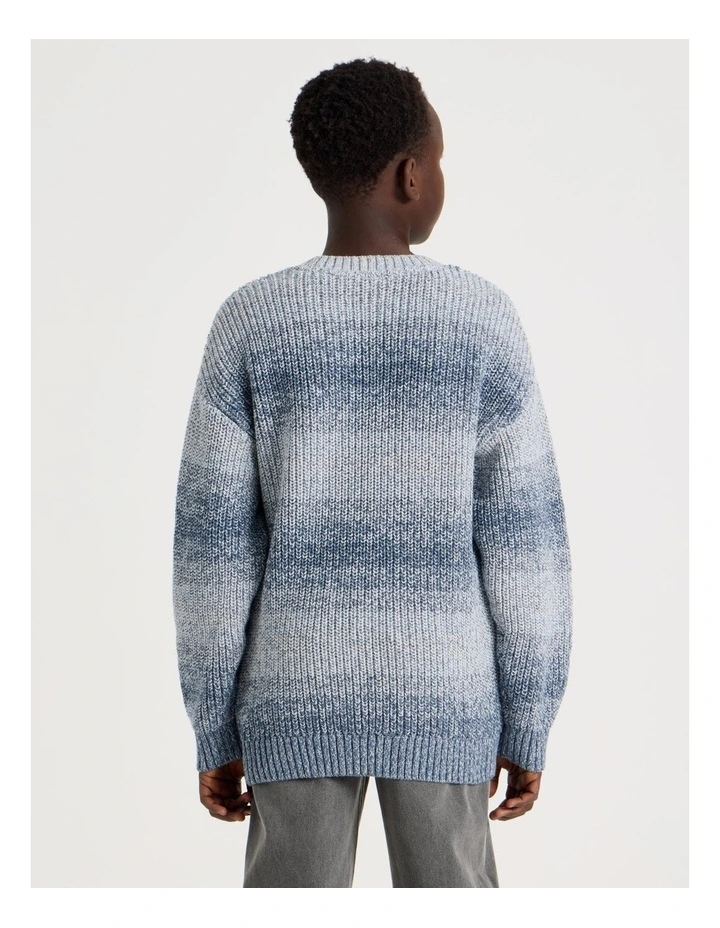 Crew Neck Ombre Knit in Blue image 6