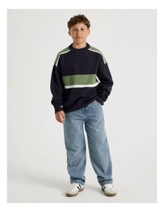 Oversized Spliced Knit in Navy