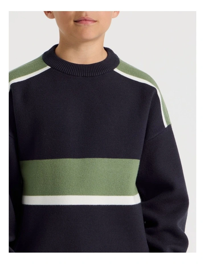 Oversized Spliced Knit in Navy image 3