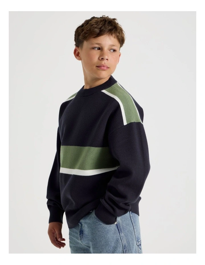Oversized Spliced Knit in Navy image 4