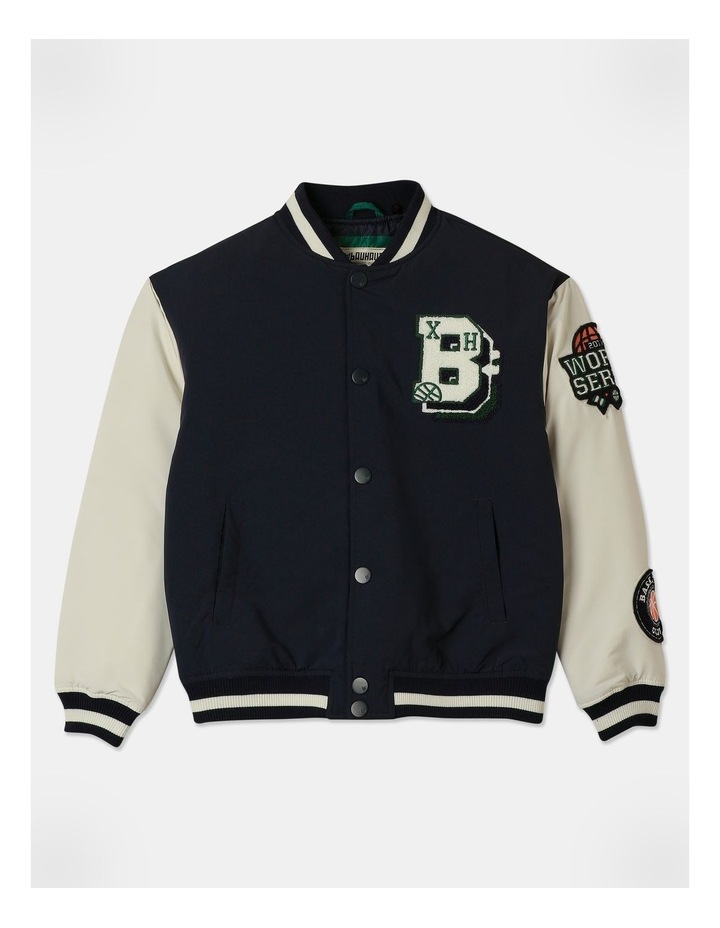 Nylon Bomber Jacket in Navy