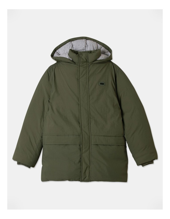 Recycled Puffer Anorak Jacket in Khaki