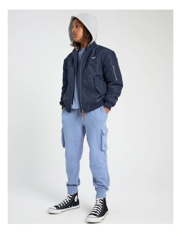 Woven Bomber Jacket in Navy