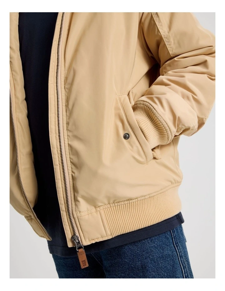 Woven Bomber Jacket in Tan image 4