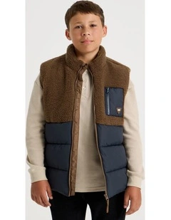 Spliced Sherpa Vest in Brown and Navy
