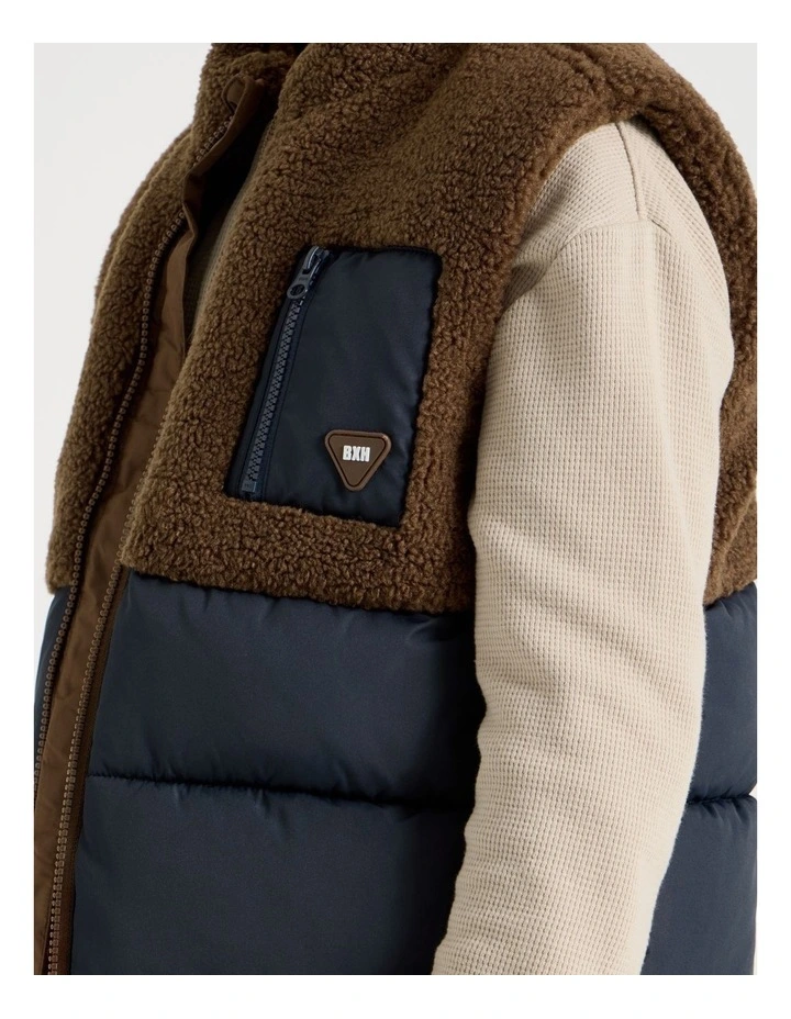 Spliced Sherpa Vest in Brown and Navy image 3