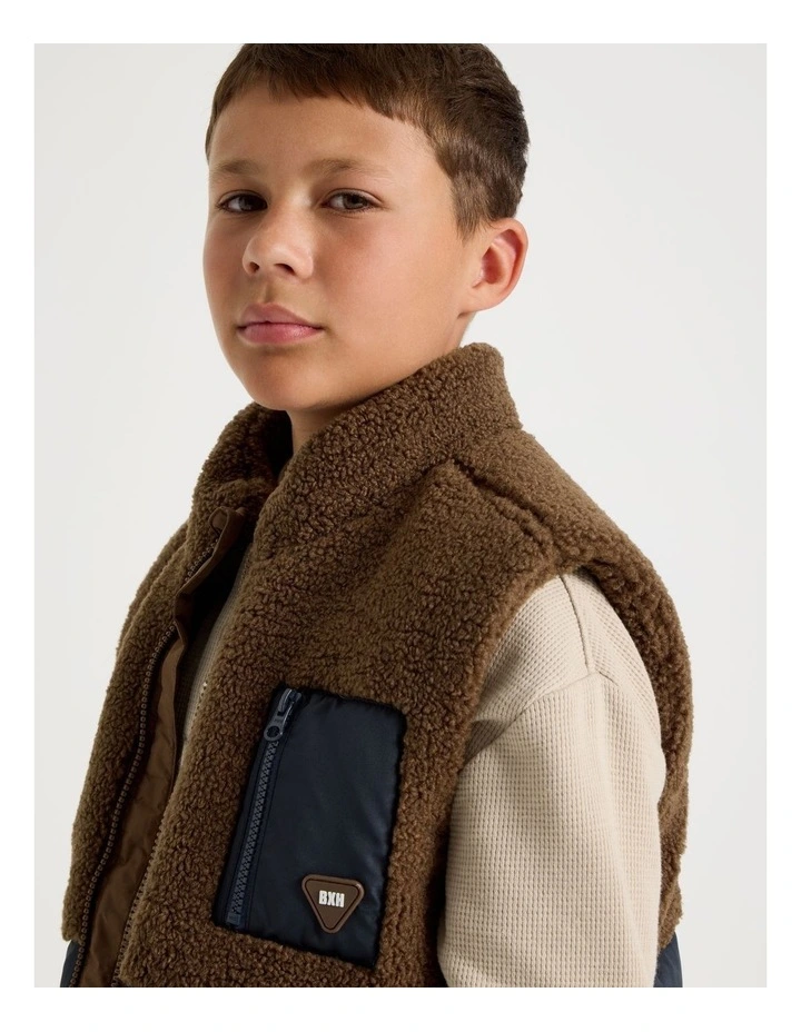 Spliced Sherpa Vest in Brown and Navy image 4